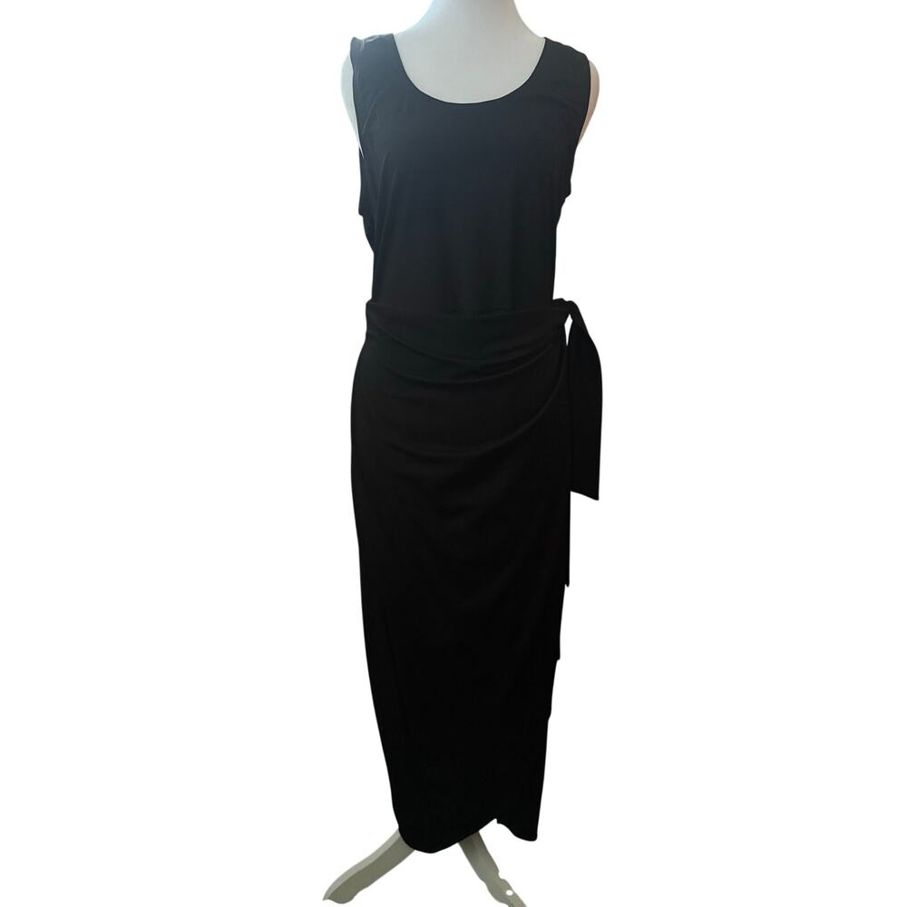 Tribal Femme Black Wrap Tie Waist Dress Black Size Medium - Picture 2 of 7